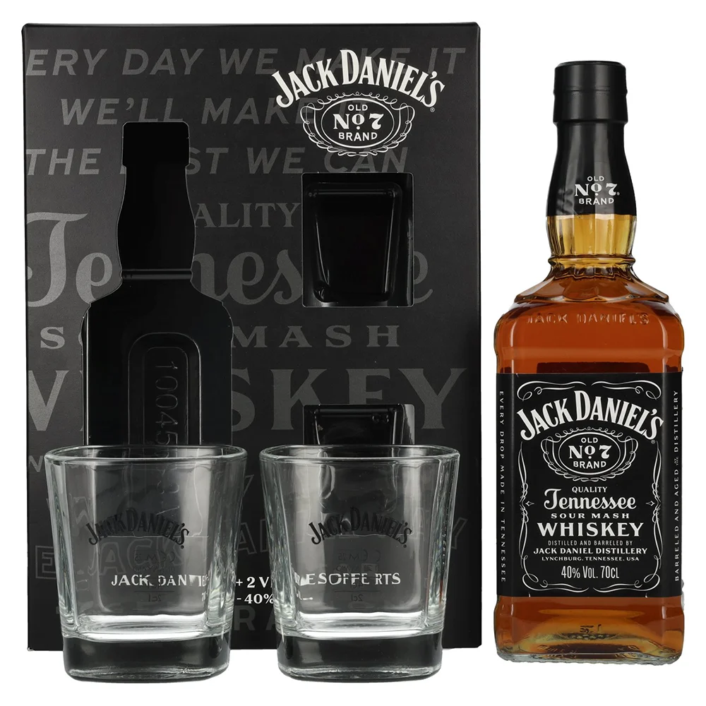 [DX3201] Američki viski Jack Daniels + 2 čaše poklon kutija 0,7 L