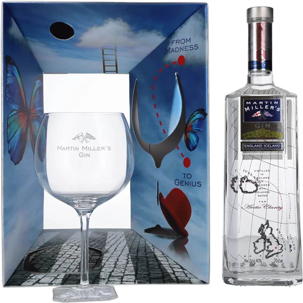 [DX8169] Gin Martin Miller's + čaša poklon kutija 0,7 L